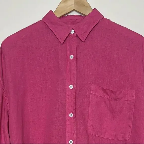Faherty Laguna Linen Relaxed Shirt in Cone Flower - Picture 6 of 13